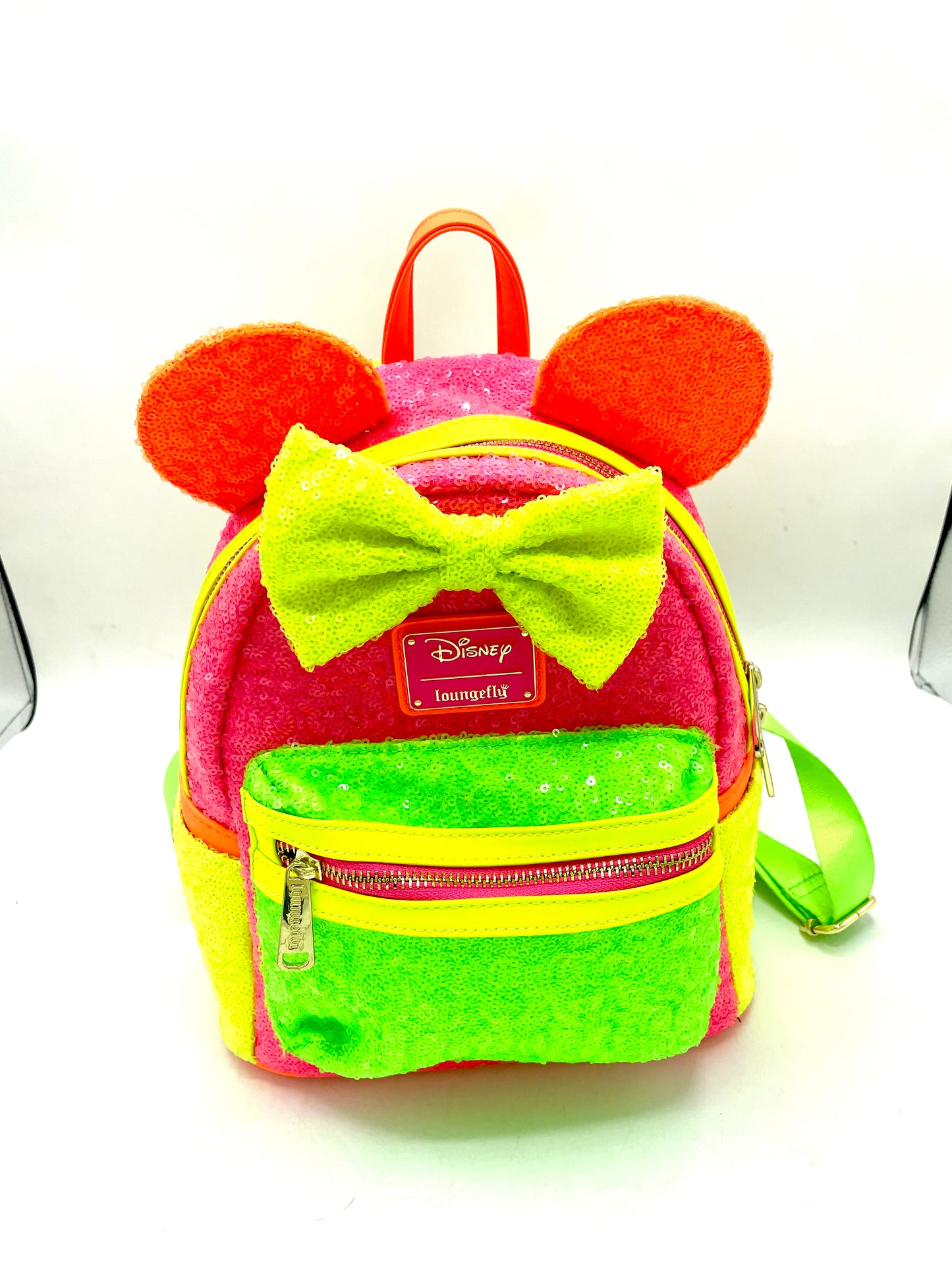 Loungefly Minnie Mouse Neon Color Block Sequin Mini Backpack