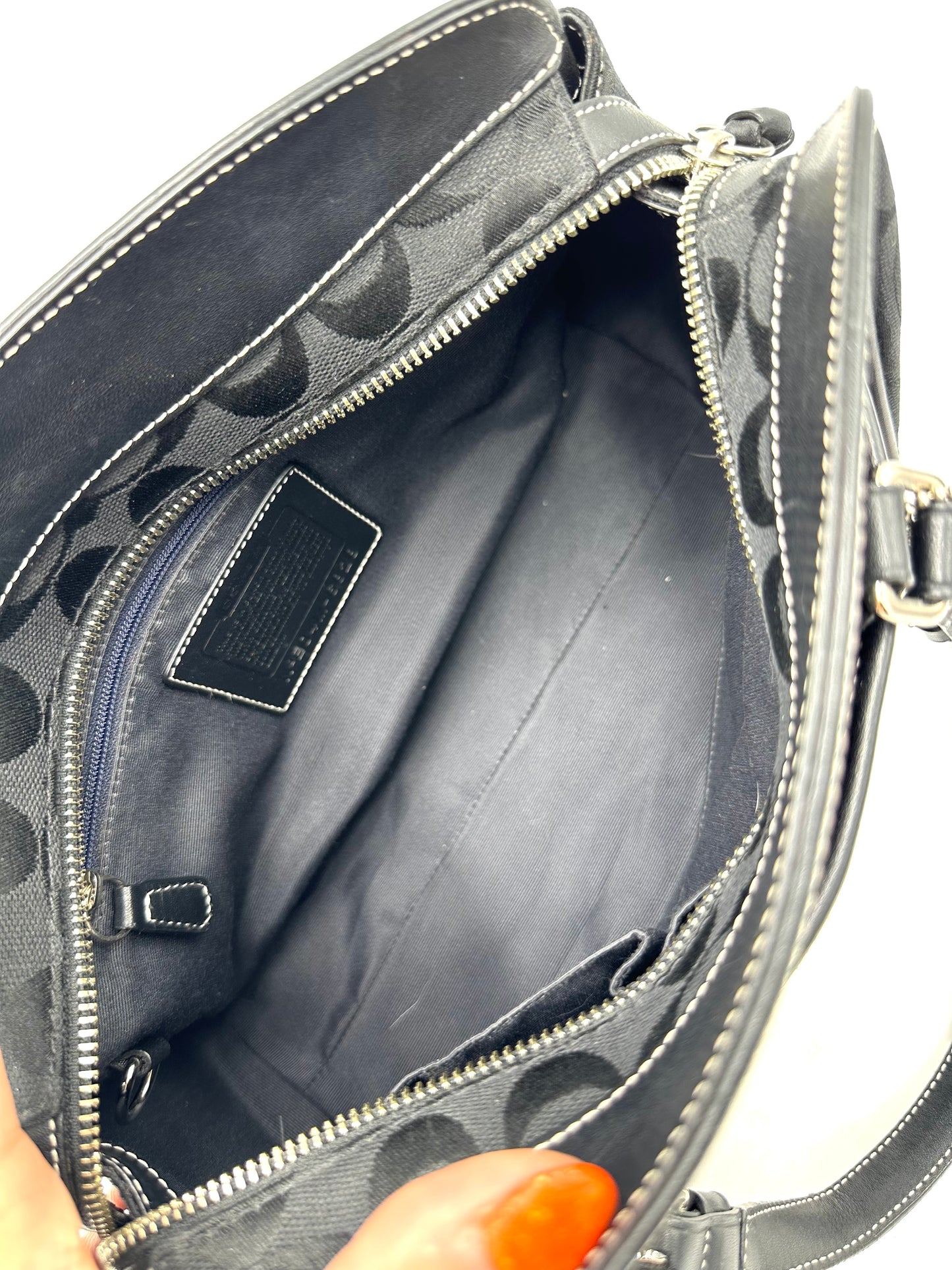 Coach Signature Satchel – Black Signature “C” Canvas with Leather Trim *Clearance Rack*