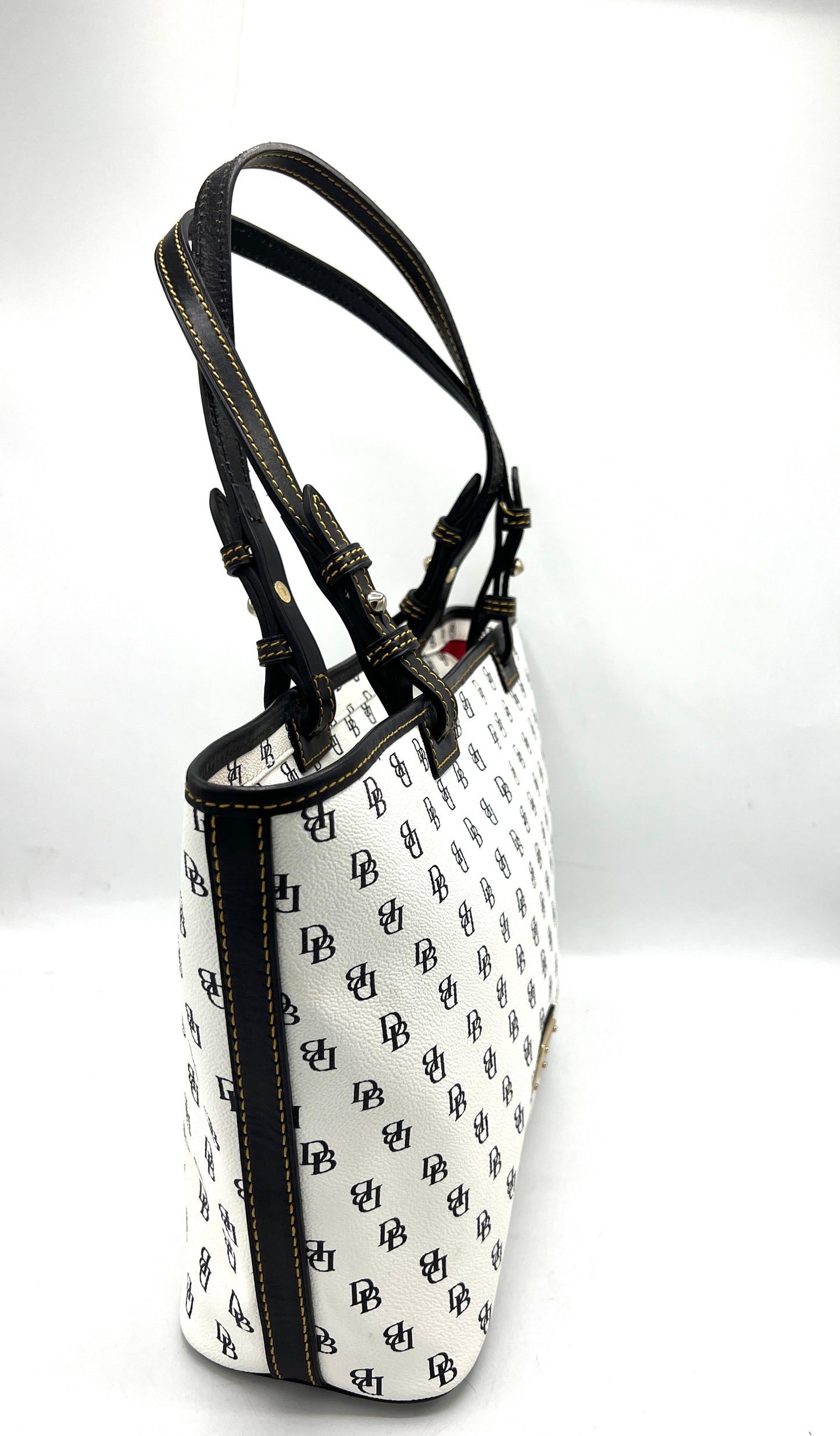 Dooney & Bourke Gretta Leisure Shopper Tote – White with Black Signature Monogram