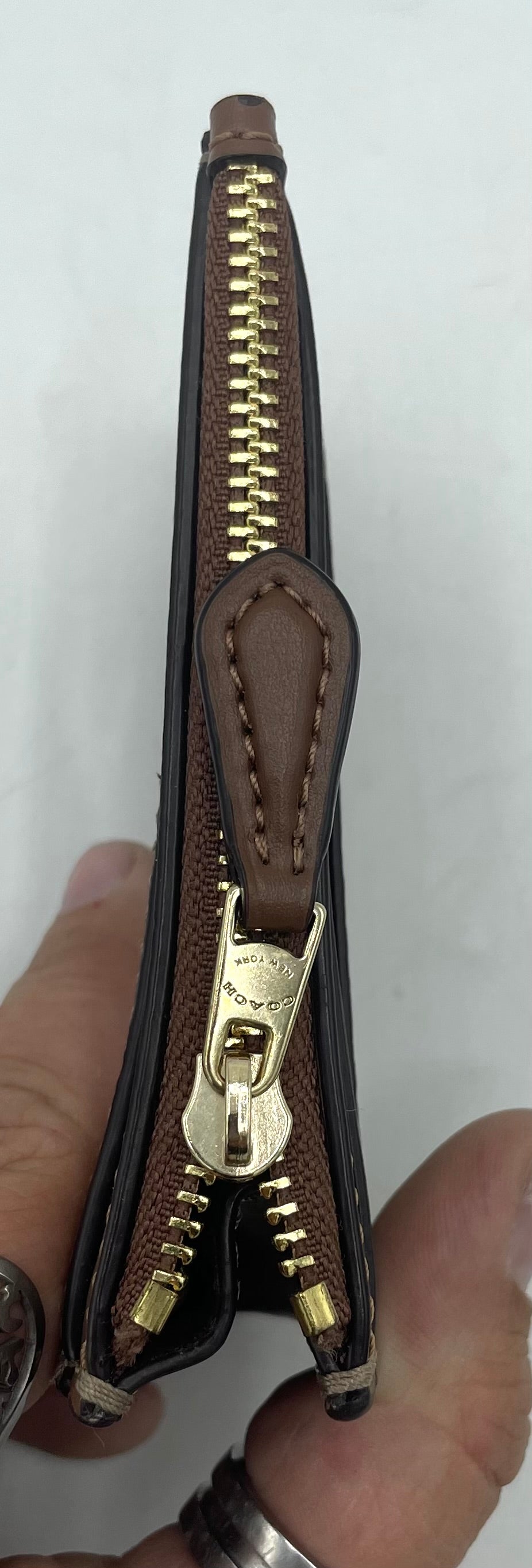 Coach Mini Skinny ID Case - Dark Brown Suede Interior