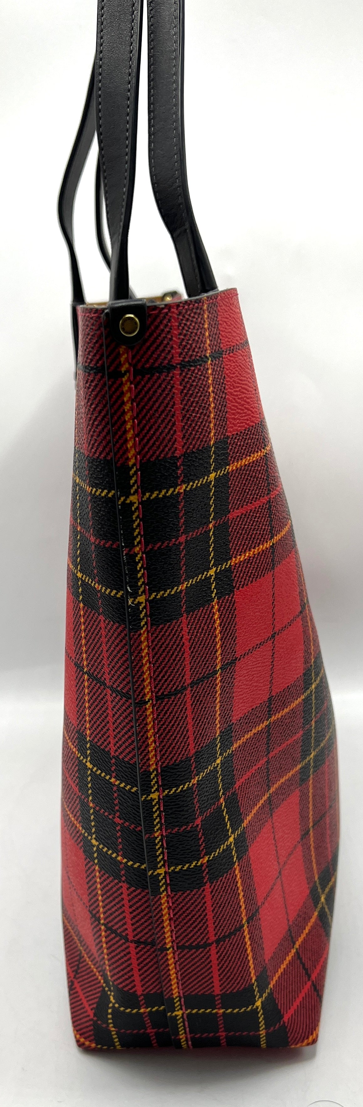 Coach Highline Tote in Plaid Print with C Dangle