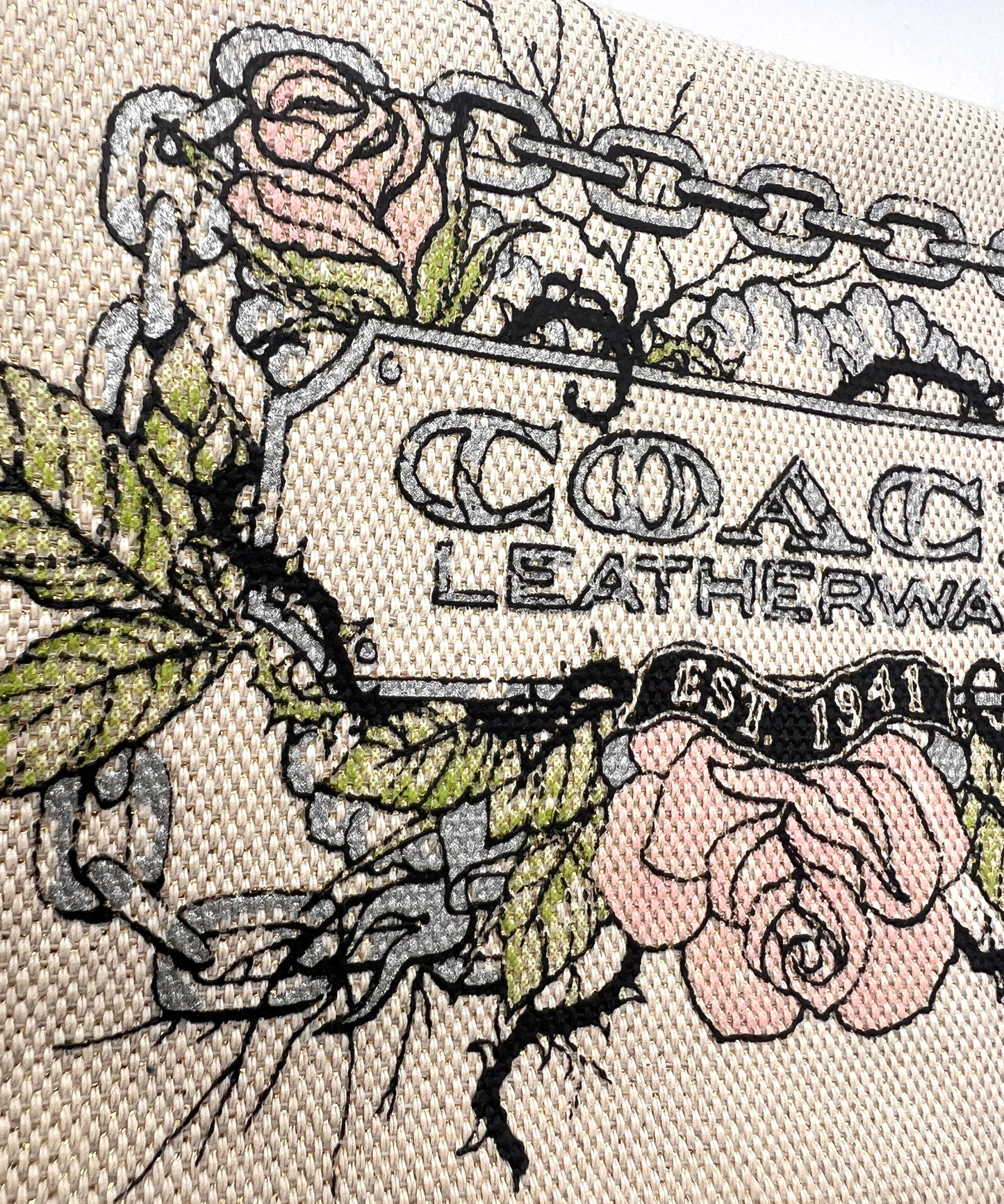 Coach Canvas Tattoo Foldover Clutch Vintage