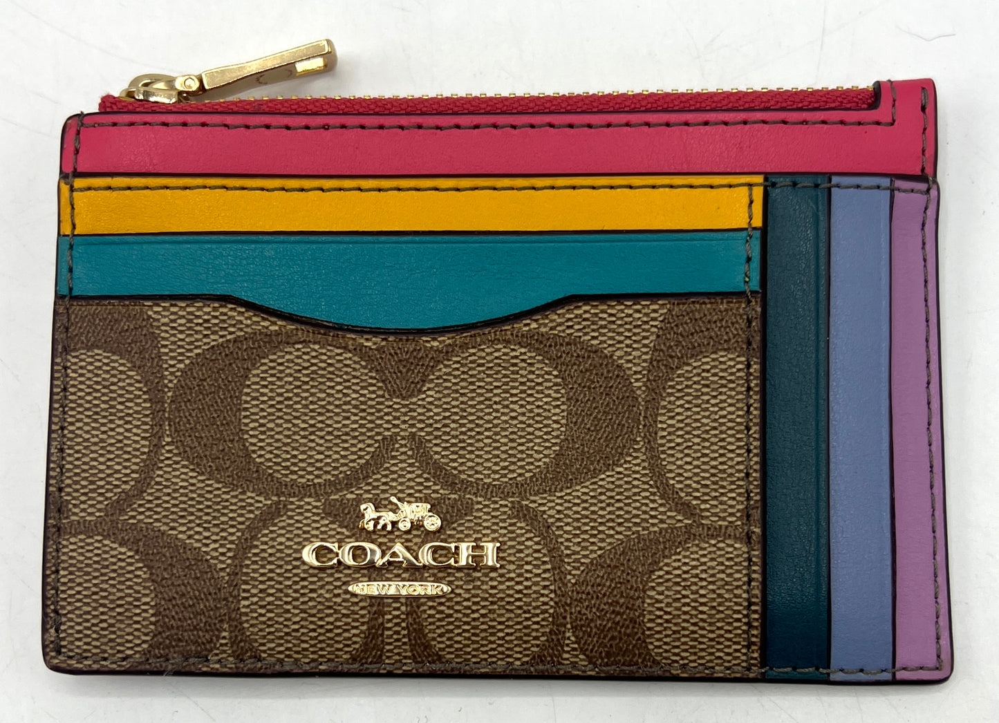 Coach Xl Mini Skinny Rainbow ID Card Wallet