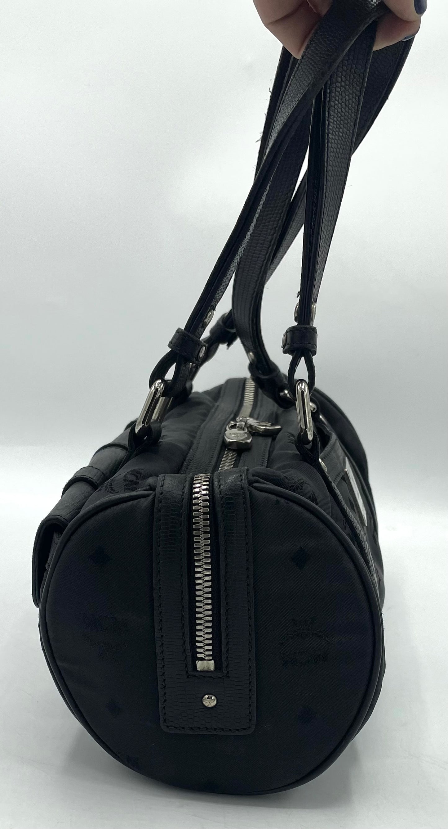 MCM Nylon Monogram Barrel Bag