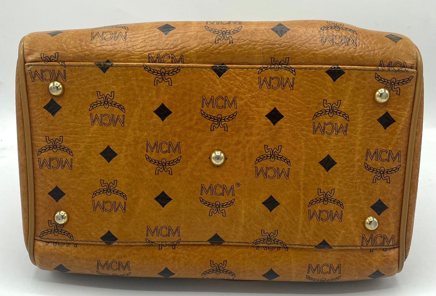 MCM Cognac Visetos Boston Bag