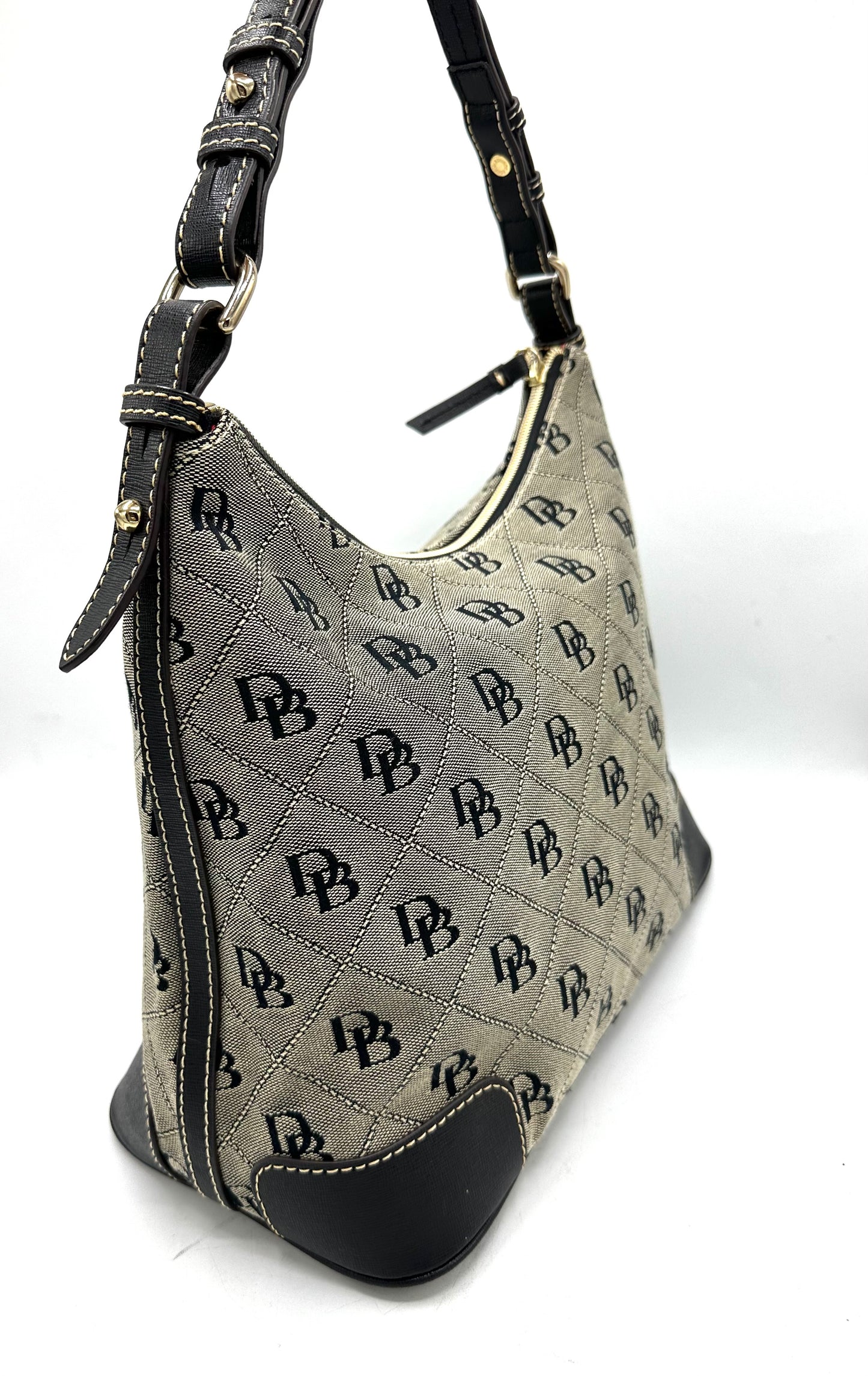 Dooney & Bourke Signature Erica Hobo – Grey with Black Monogram