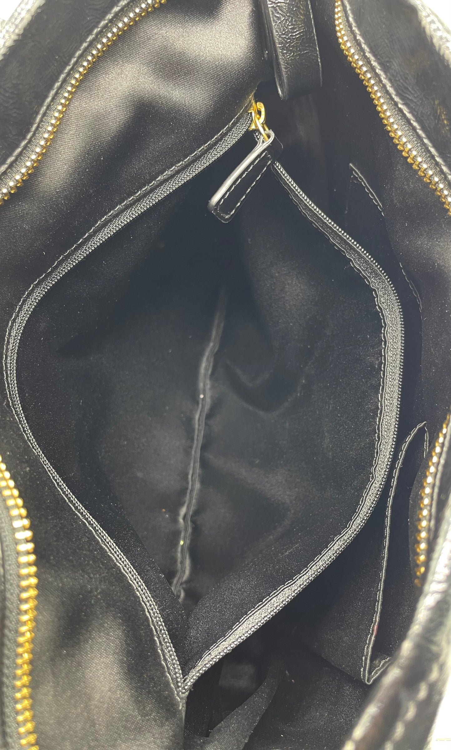 Coach Poppy Daisy Liquid Black Patent Leather Tote