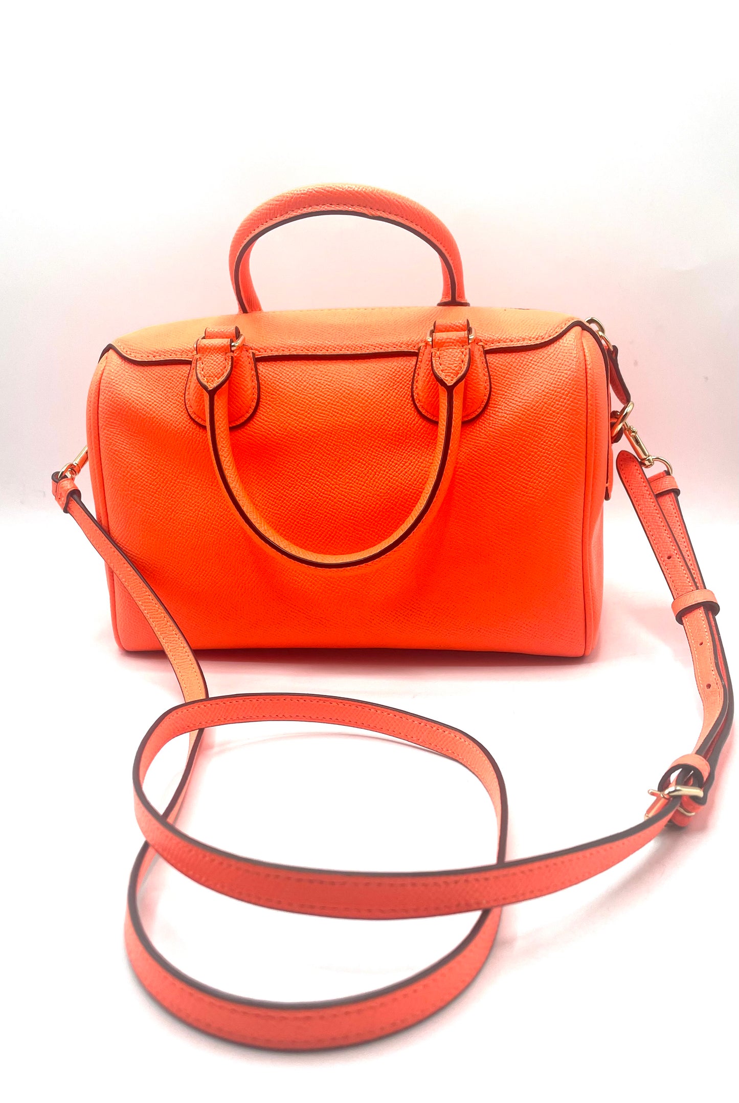 Coach Mini Bennett Satchel – Neon Orange Grained Leather (Style F67673)