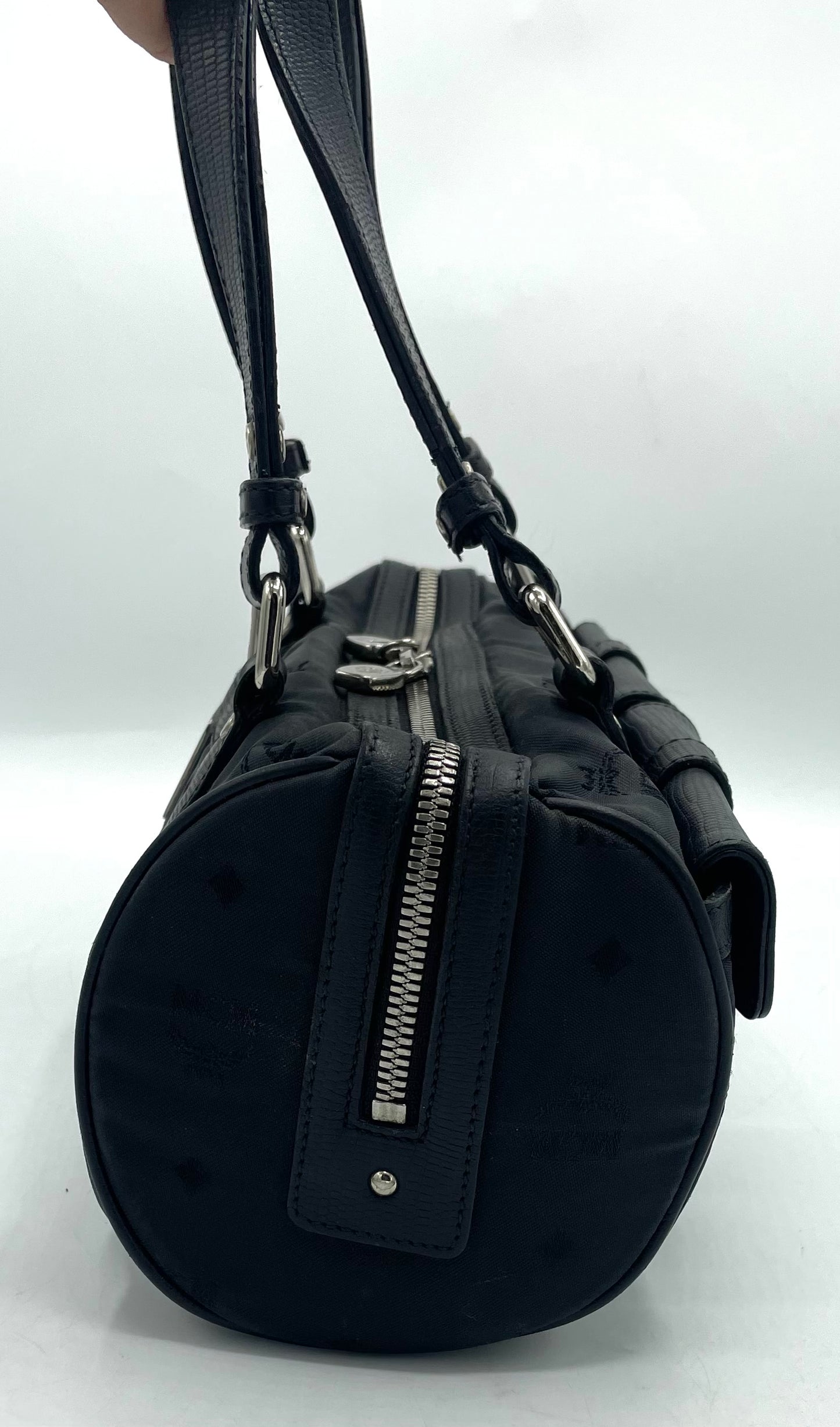 MCM Nylon Monogram Barrel Bag