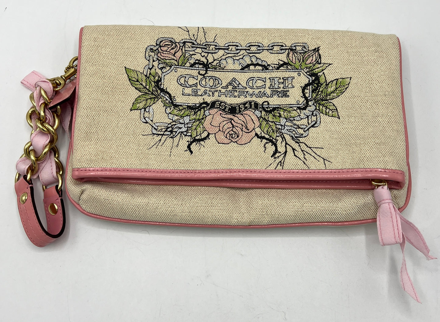 Coach Canvas Tattoo Foldover Clutch Vintage