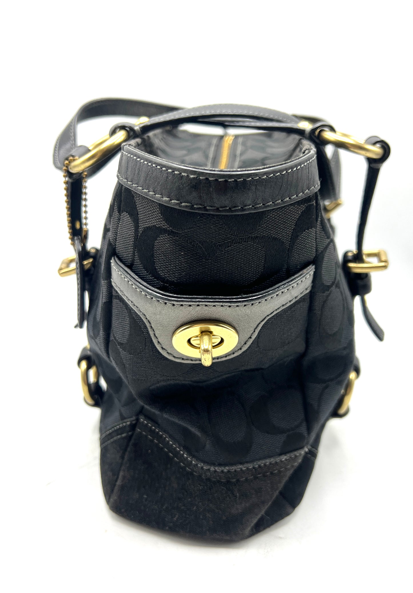 Coach Signature Satchel – Black with Gold-Tone Hardware