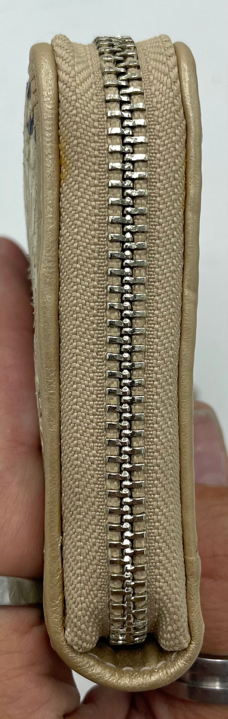 Coach Accordion Zip Wallet – Beige Iridescent Python with Pleating