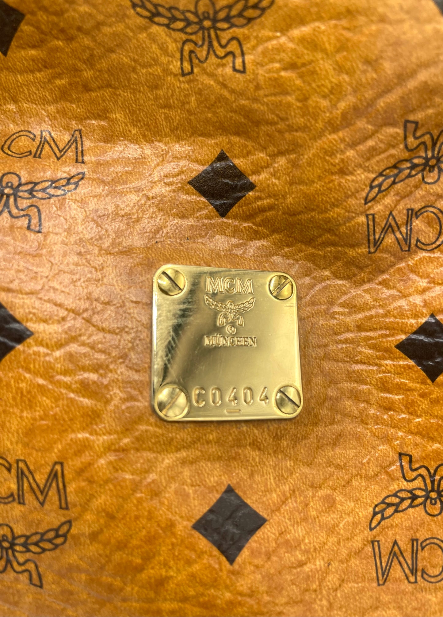 MCM Cognac Visetos Boston Bag