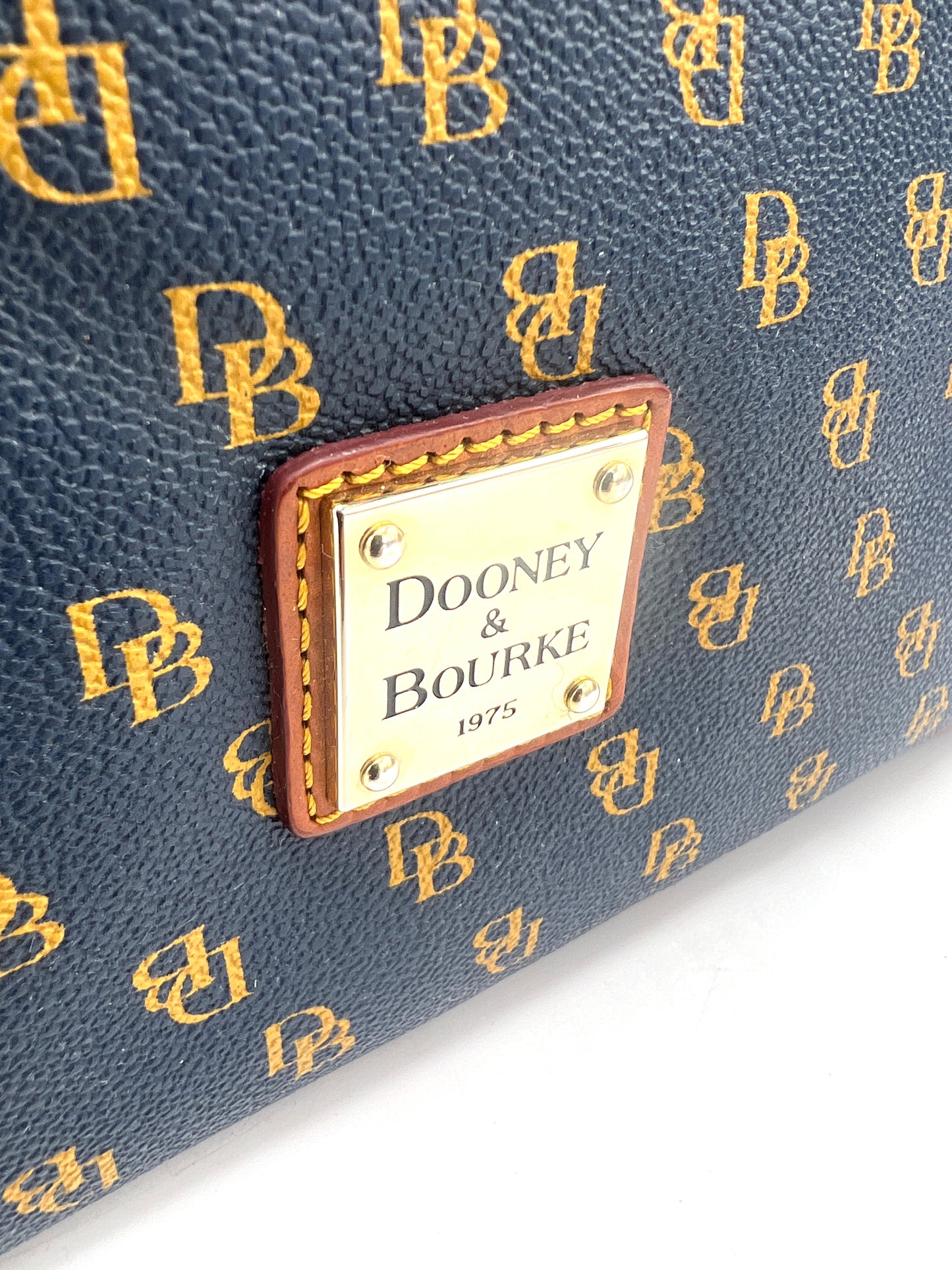 Dooney & Bourke Gretta Leisure Shopper Tote – Large – Navy with Tan Monogram