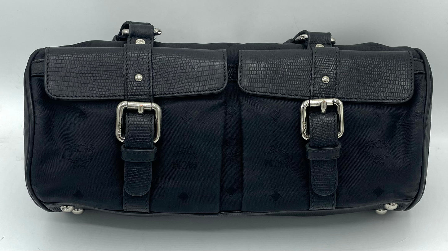 MCM Nylon Monogram Barrel Bag