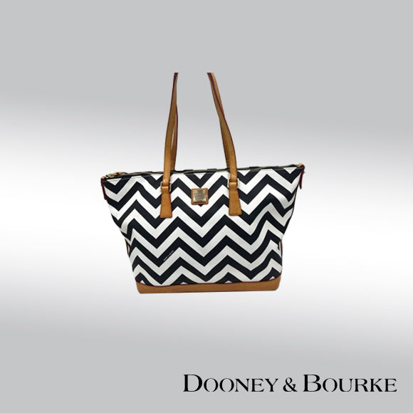 Dooney & Bourke Black & White Chevron Tote – Style FC521