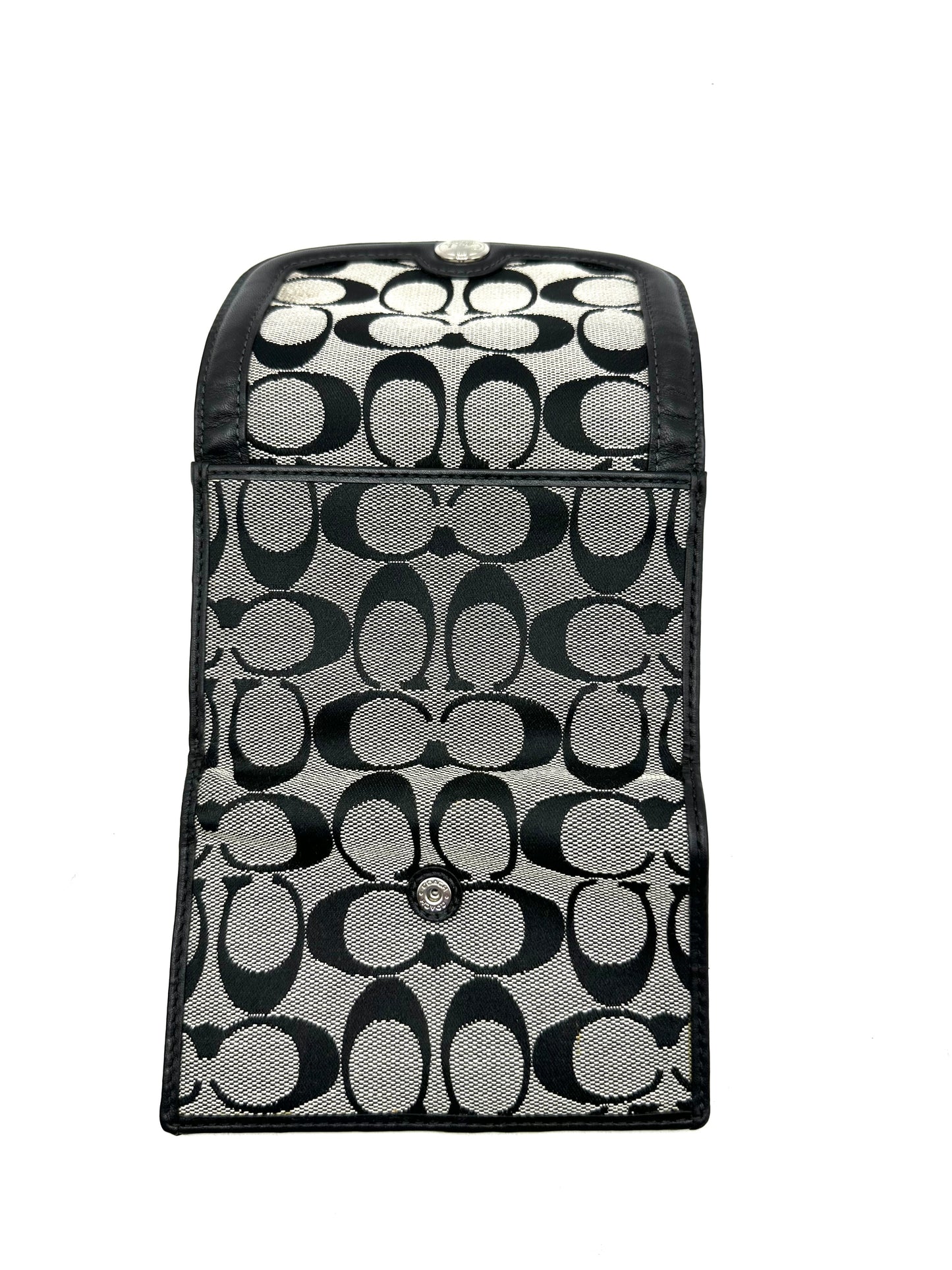 Coach Classic Tri-Fold Small Wallet – Black/Gray Signature C Canvas
