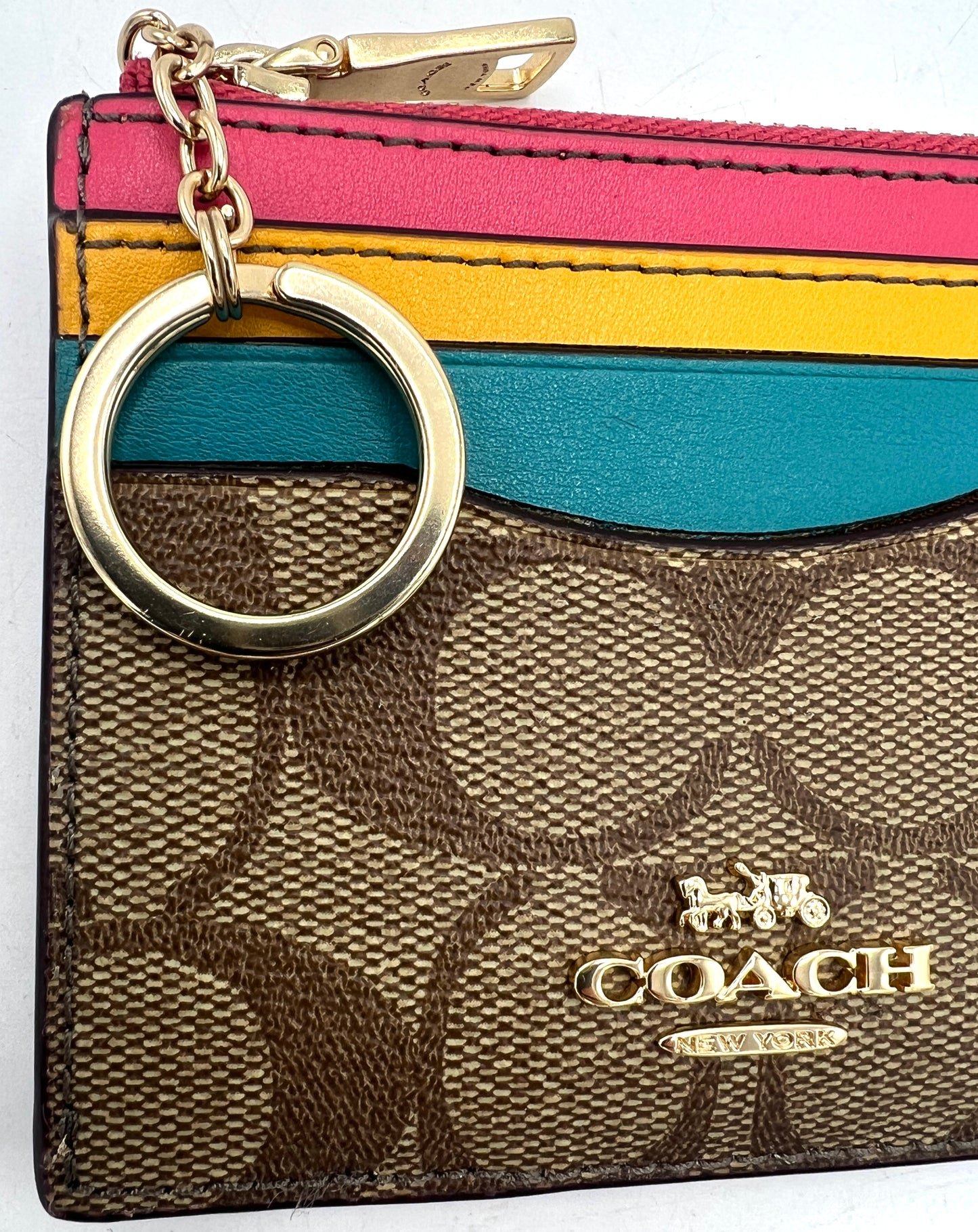 Coach Xl Mini Skinny Rainbow ID Card Wallet