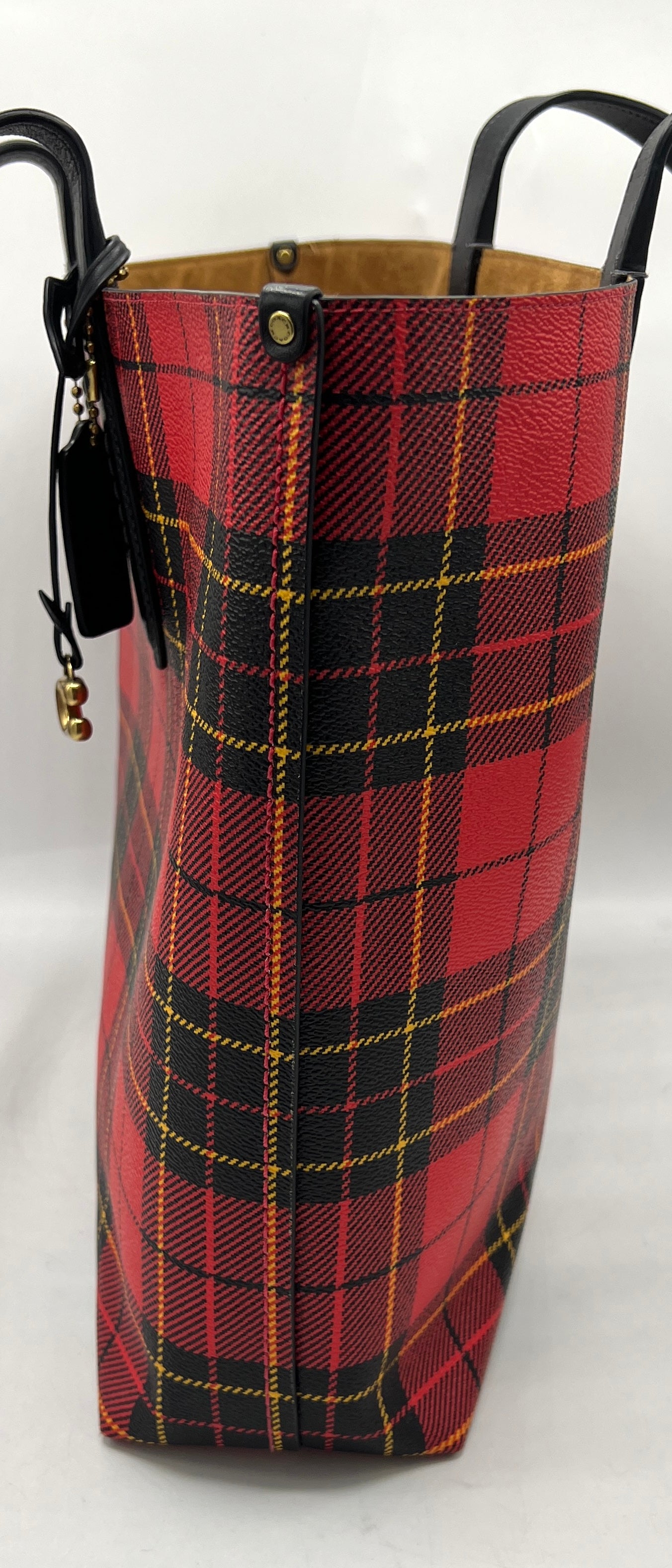 Coach Highline Tote in Plaid Print with C Dangle