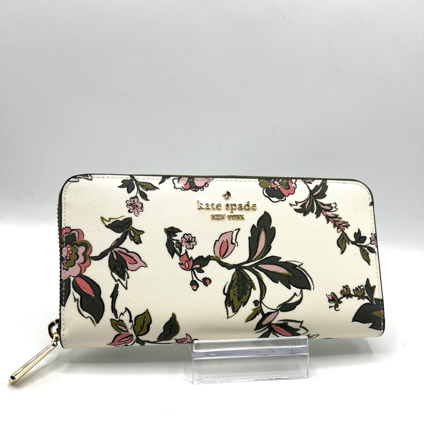 Kate Spade Madison Floral Large Continental Wallet – Off-White with Green & Pink Print