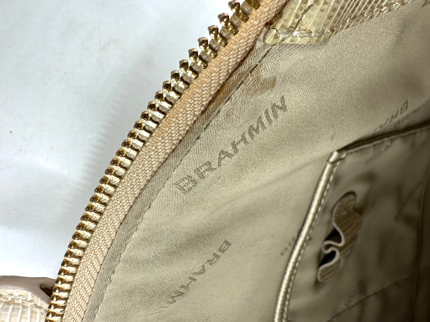 Brahmin Large Duxbury Satchel – Brown & White Crocodile-Embossed Leather