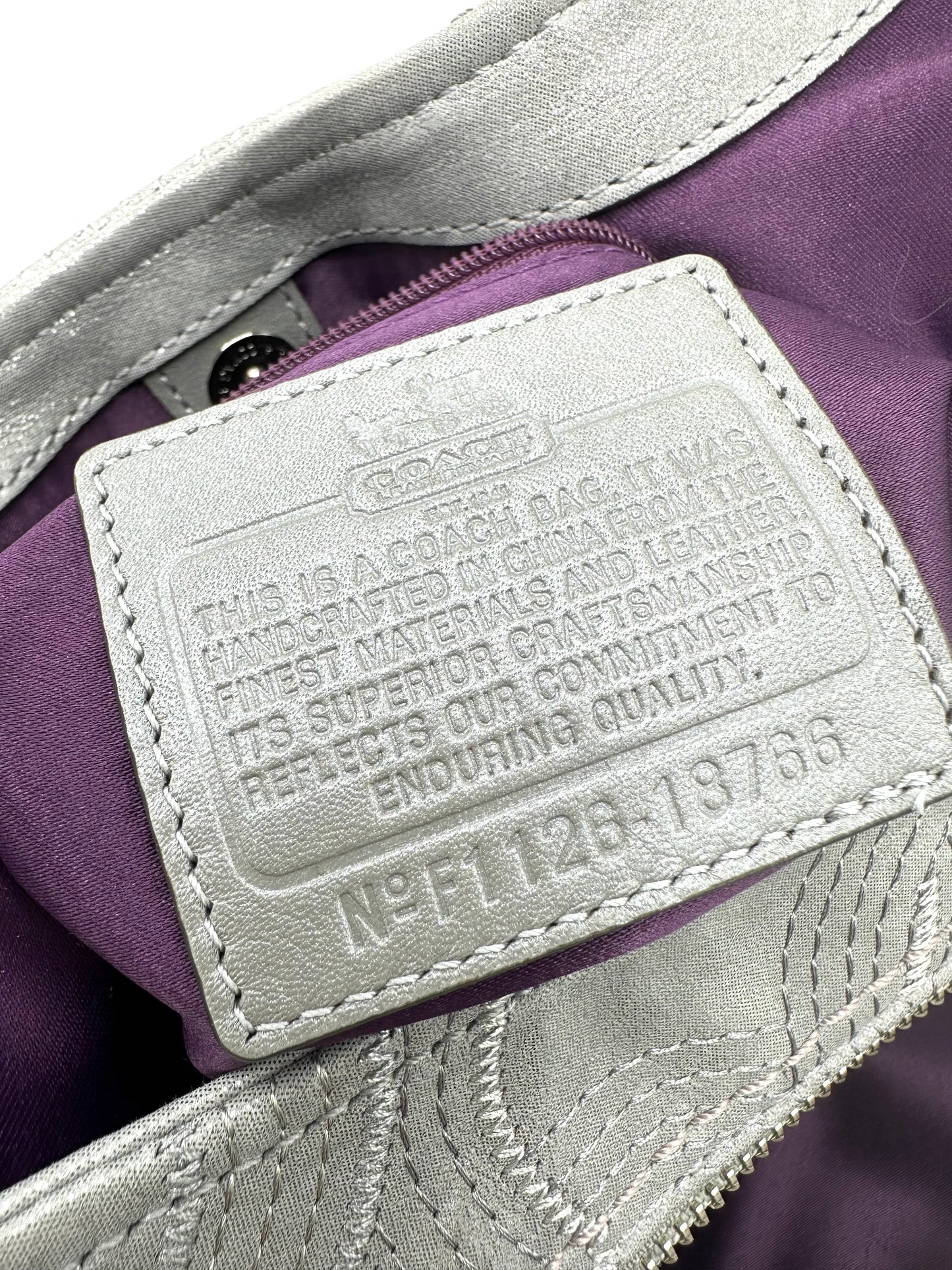 Coach Madison Maggie Stitched Metallic Shoulder Bag – Silver / Grey