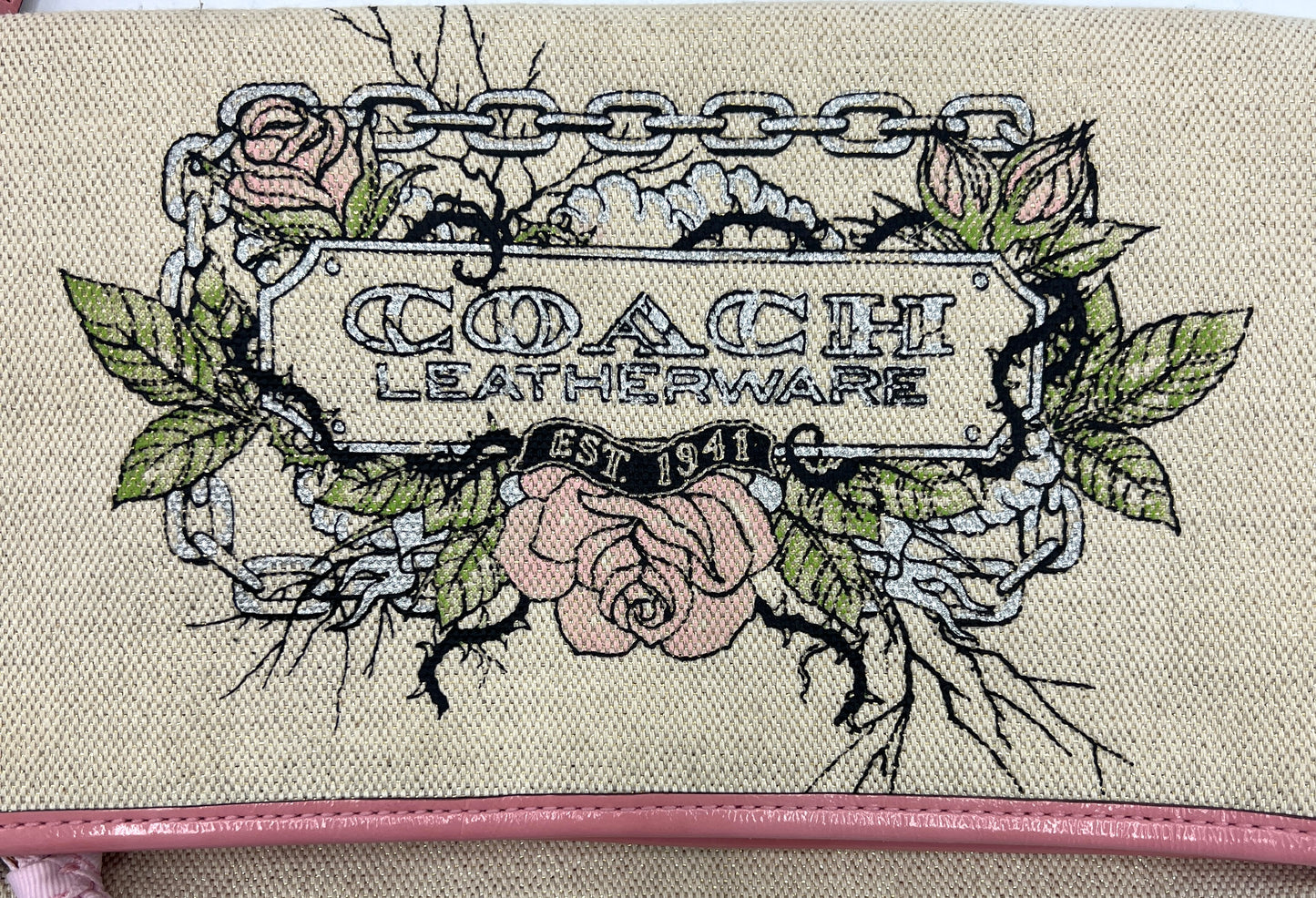 Coach Canvas Tattoo Foldover Clutch Vintage