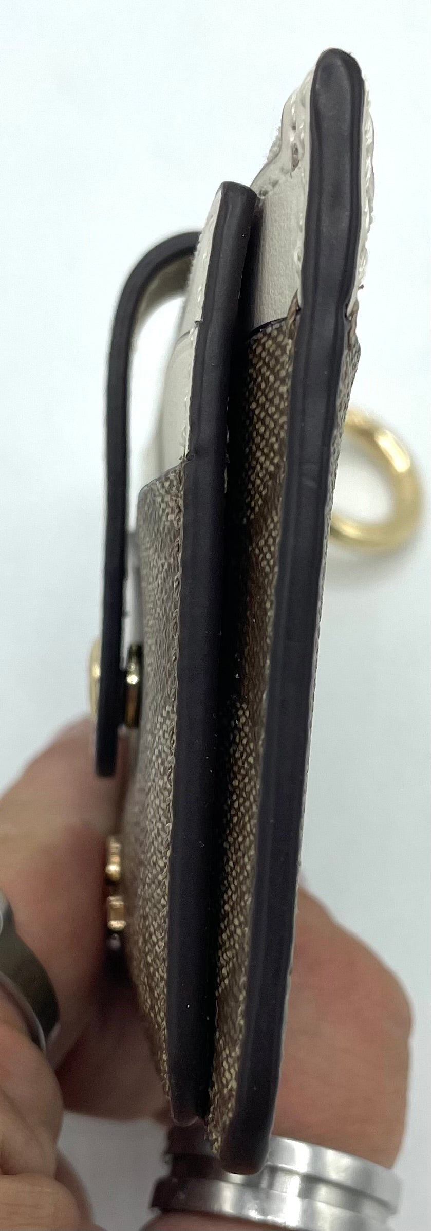 Coach Attachment Card Case – Khaki Signature Coated Canvas with Chalk