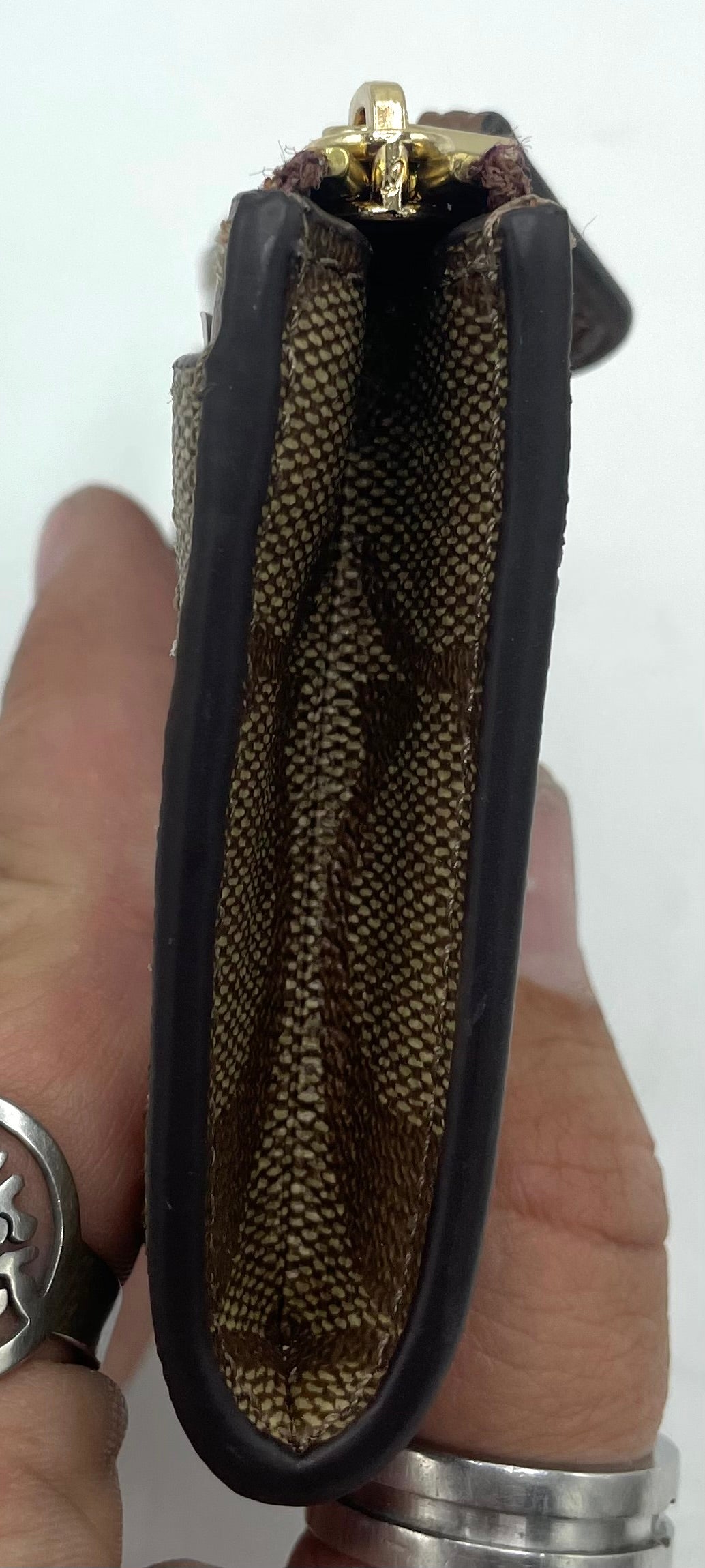 Coach Mini Skinny ID Case - Tan Suede Interior