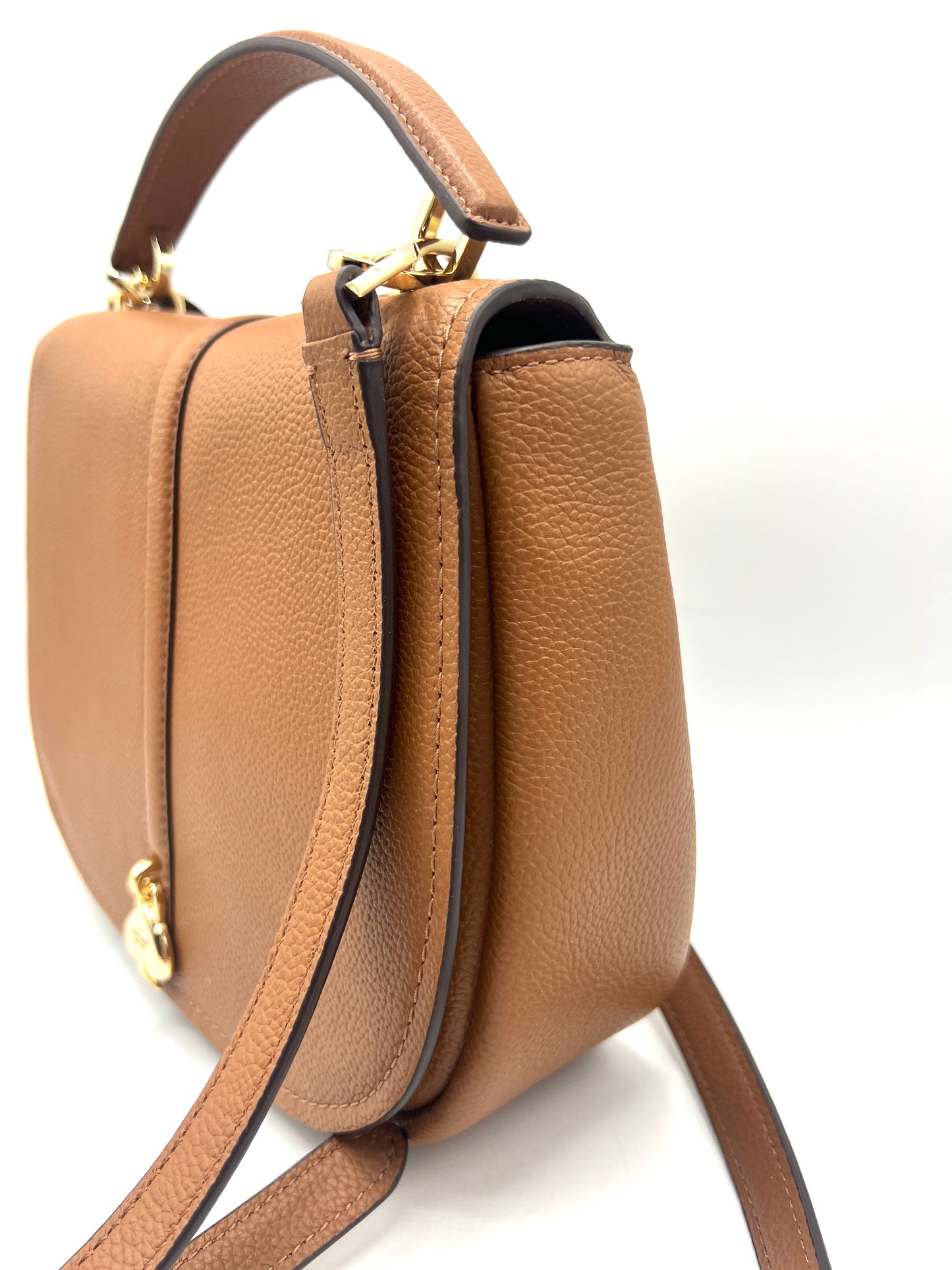 Kate Spade Kayla Pebbled Leather Saddle Bag – Warm Gingerbread