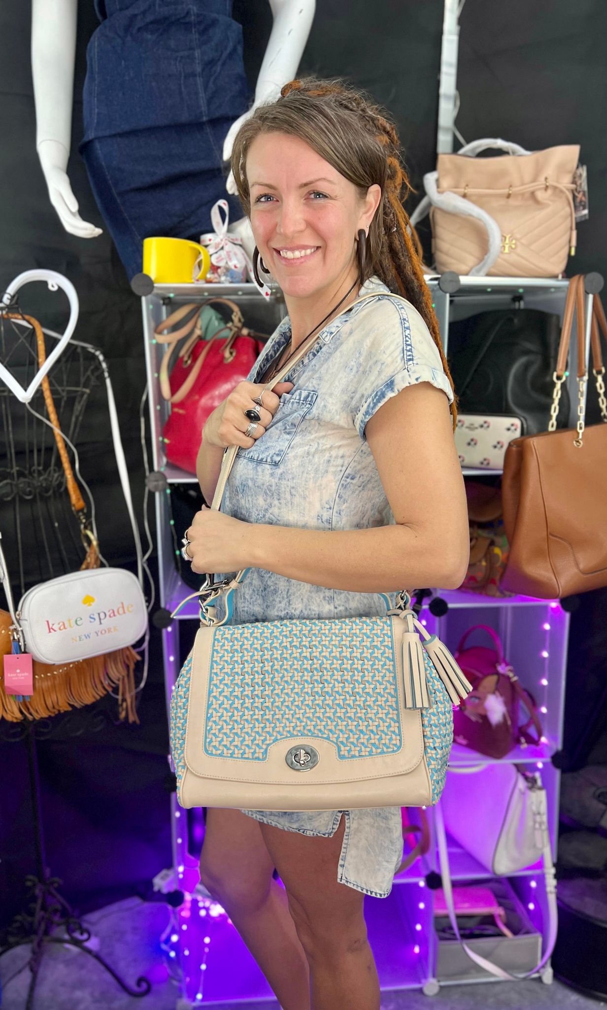 Coach Legacy Caning Leather Romy Top Handle Woven Bag