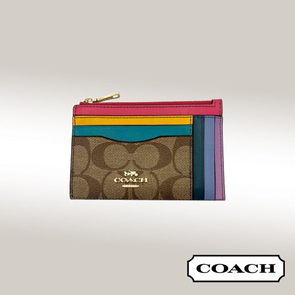 Coach Xl Mini Skinny Rainbow ID Card Wallet