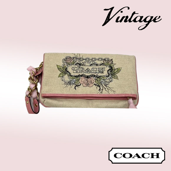 Coach Canvas Tattoo Foldover Clutch Vintage
