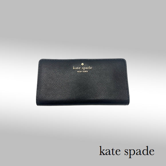 Kate Spade Madison Large Slim Wallet – Black Saffiano Leather