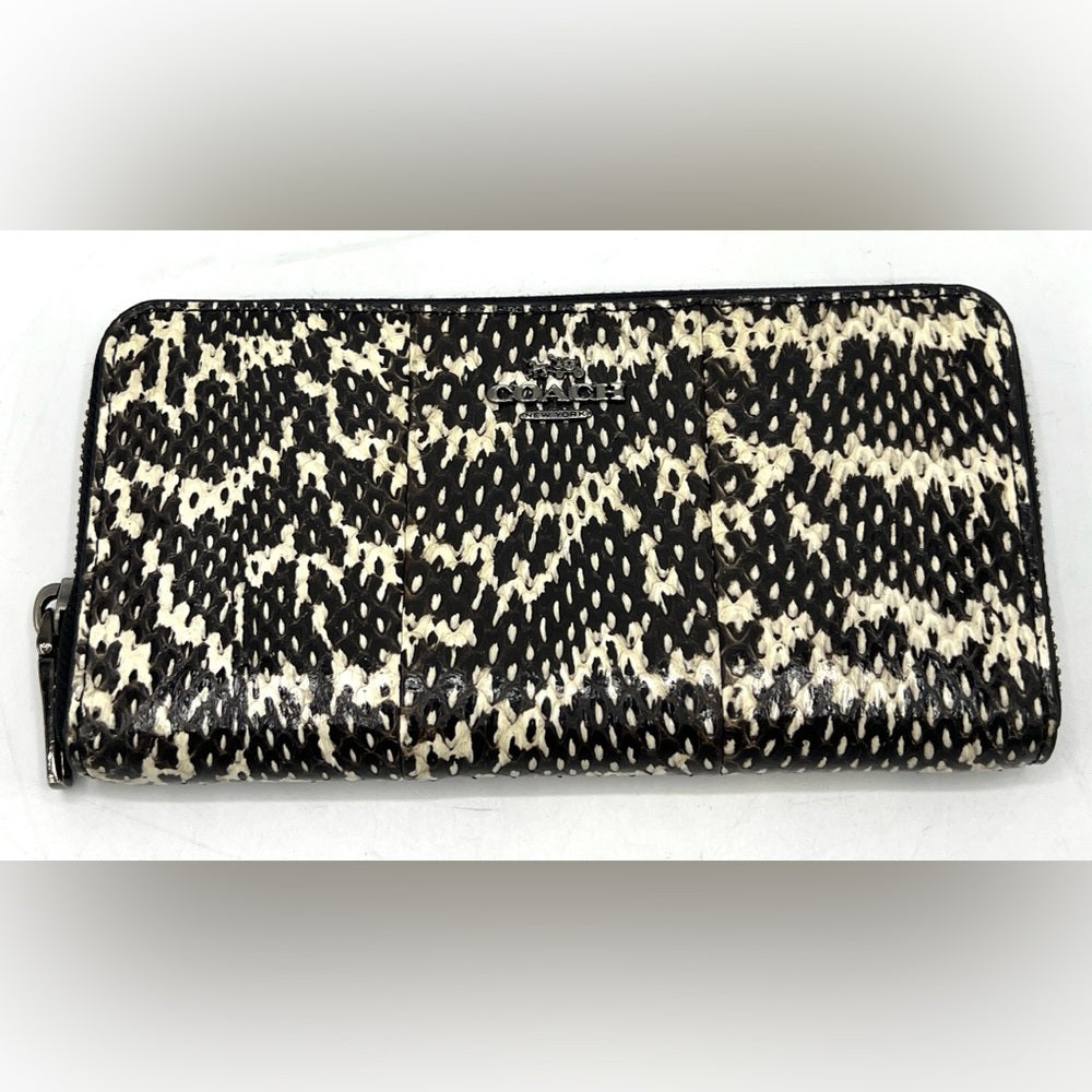 Coach Snakeskin Print Accordion Zip Wallet