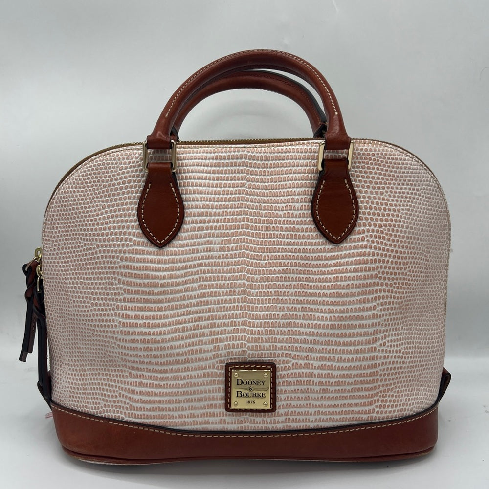 Dooney & Bourke Pink Lizard Embossed Zip Zip Satchel