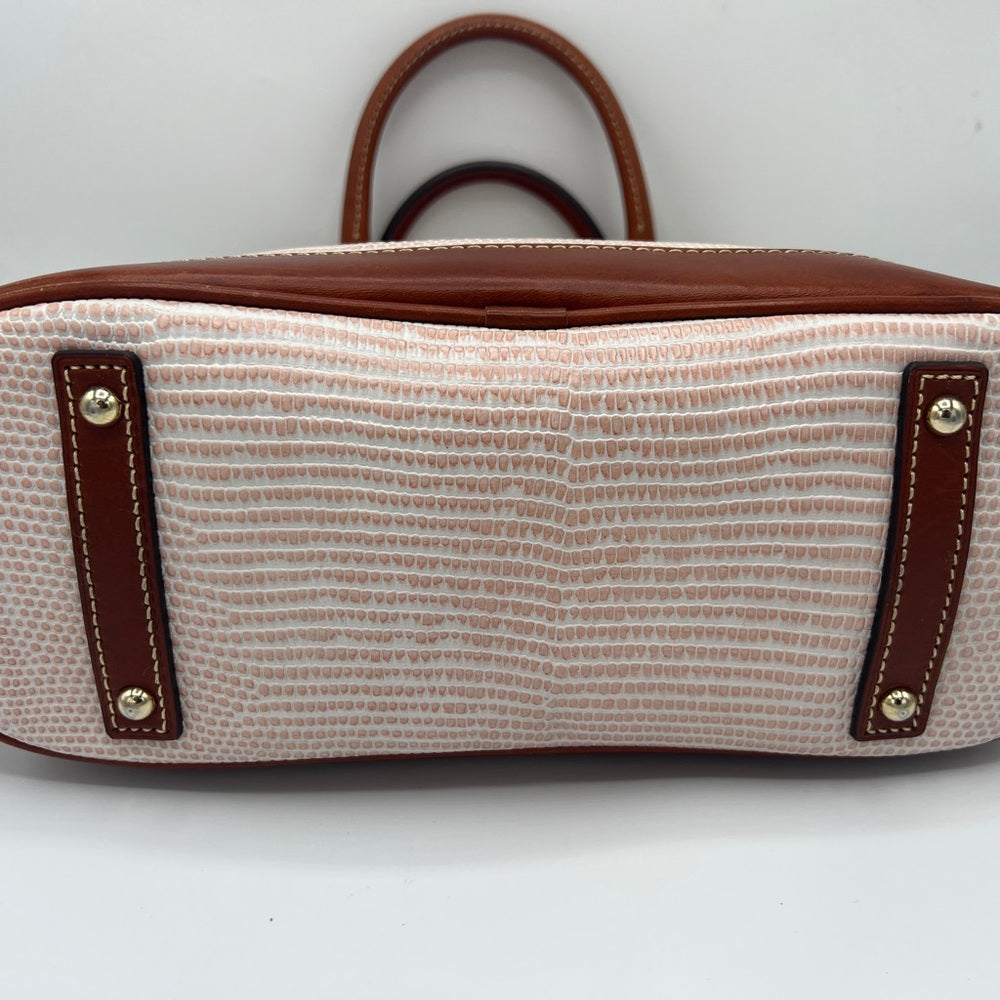 Dooney & Bourke Pink Lizard Embossed Zip Zip Satchel