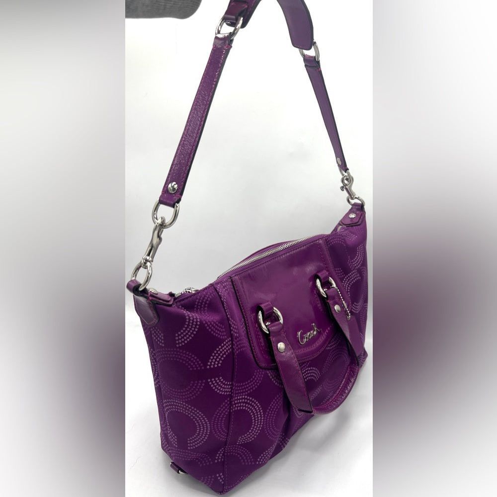 Coach Dotted Ashley Purple Berry Satchel