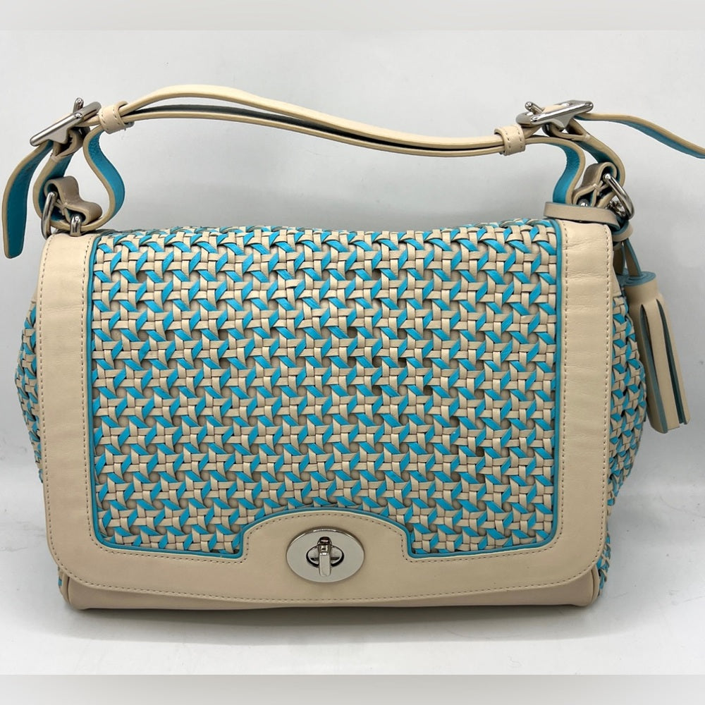 Coach Legacy Caning Leather Romy Top Handle Woven Bag