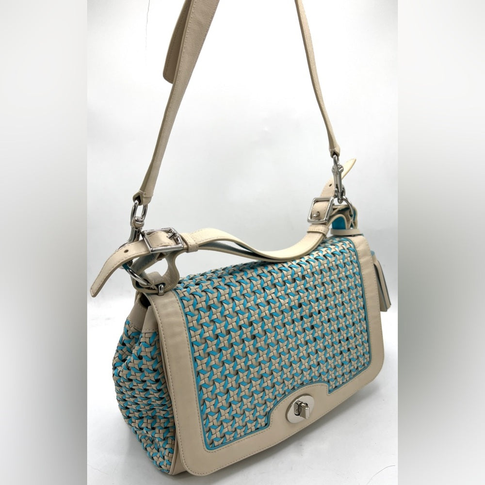 Coach Legacy Caning Leather Romy Top Handle Woven Bag