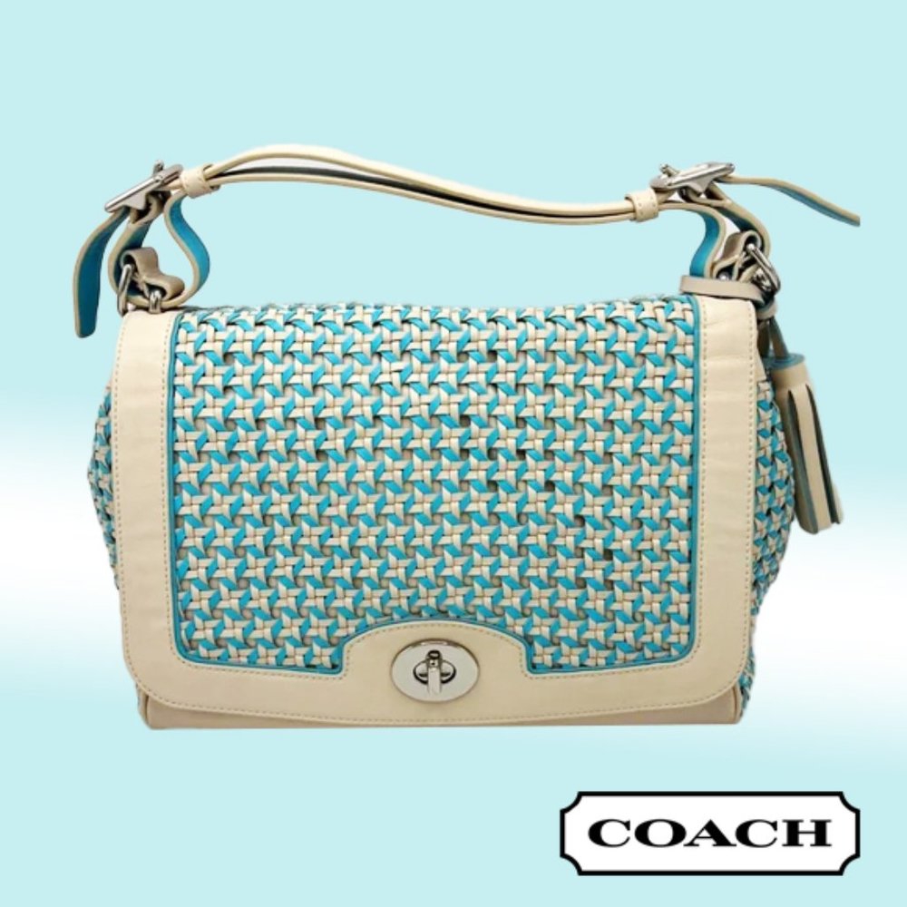 Coach Legacy Caning Leather Romy Top Handle Woven Bag