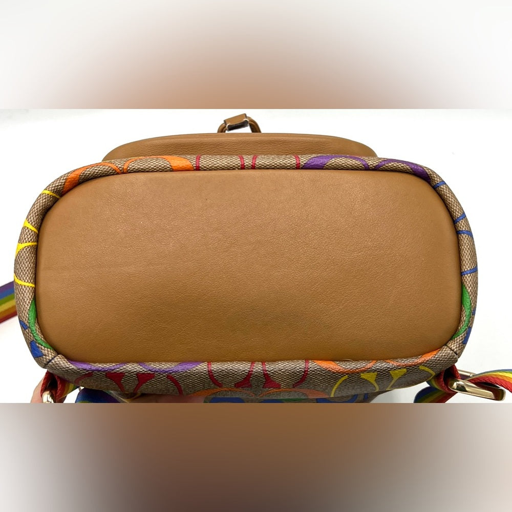 Coach Pennie Backpack 22 In Rainbow Signature Canvas ~Pride Line~