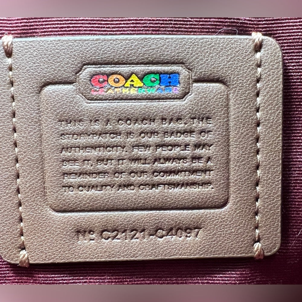 Coach Pennie Backpack 22 In Rainbow Signature Canvas ~Pride Line~