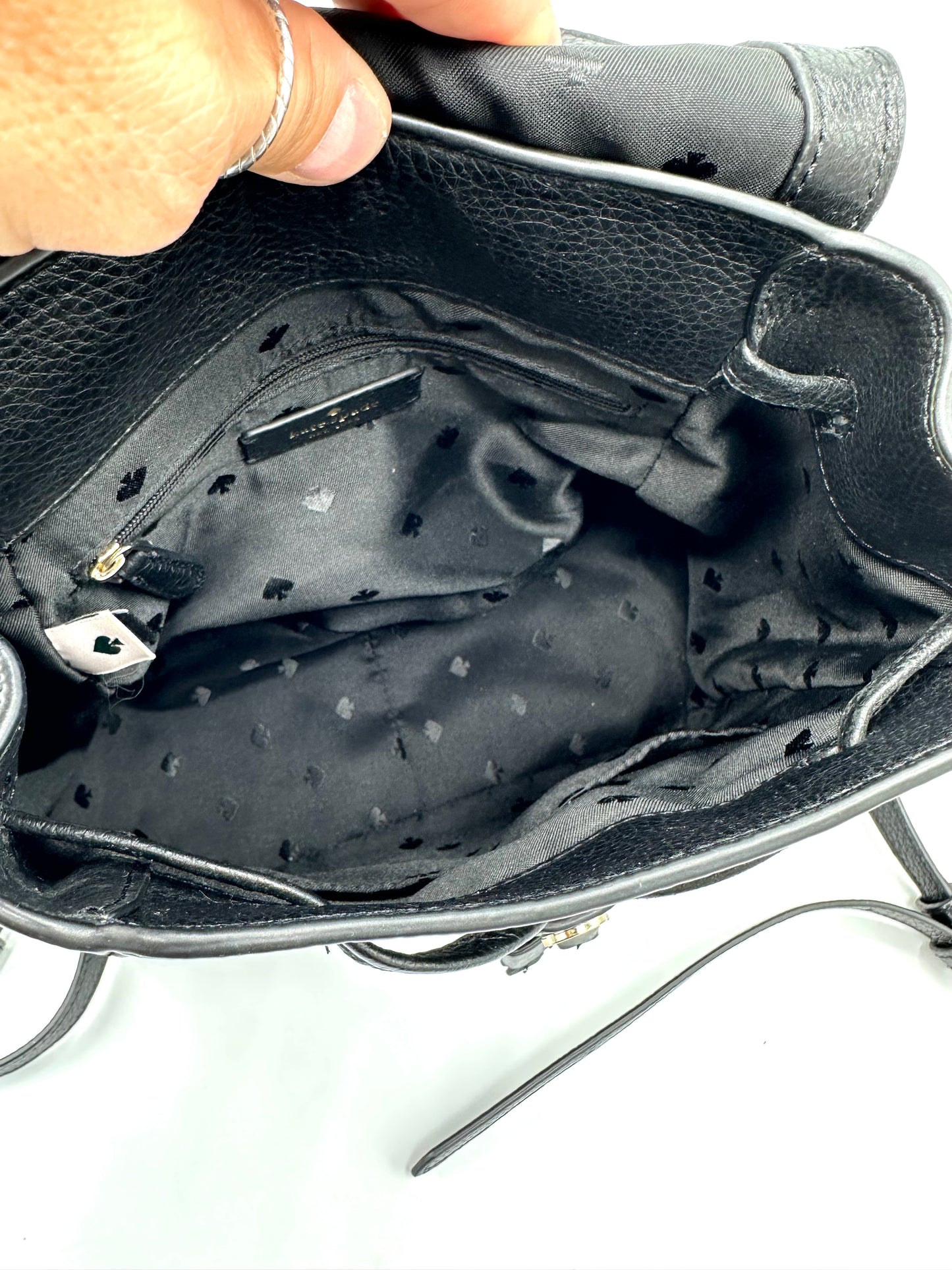 Kate Spade Leila Medium Flap Backpack – Black Pebbled Leather