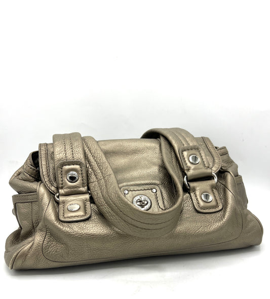 Marc by Marc Jacobs Totally Turnlock Quinn Satchel Handbag – Bronze Metallic Leather