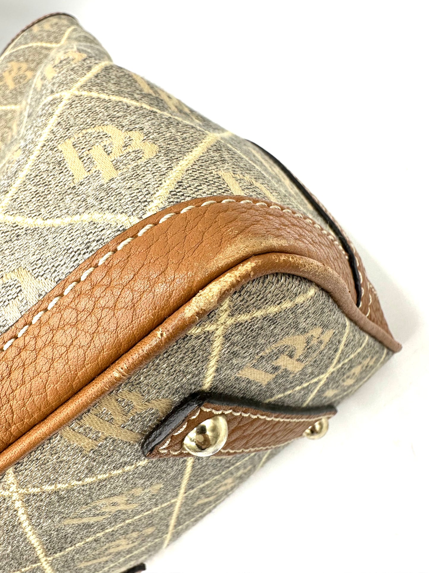 Dooney & Bourke Vintage Tote – Khaki Canvas with Leather Trim and Duck Logo