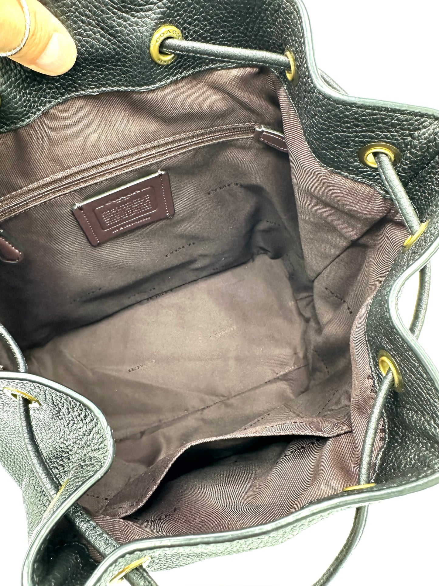 Coach Evie Backpack – Black Pebbled Leather with Gold-Tone Hardware