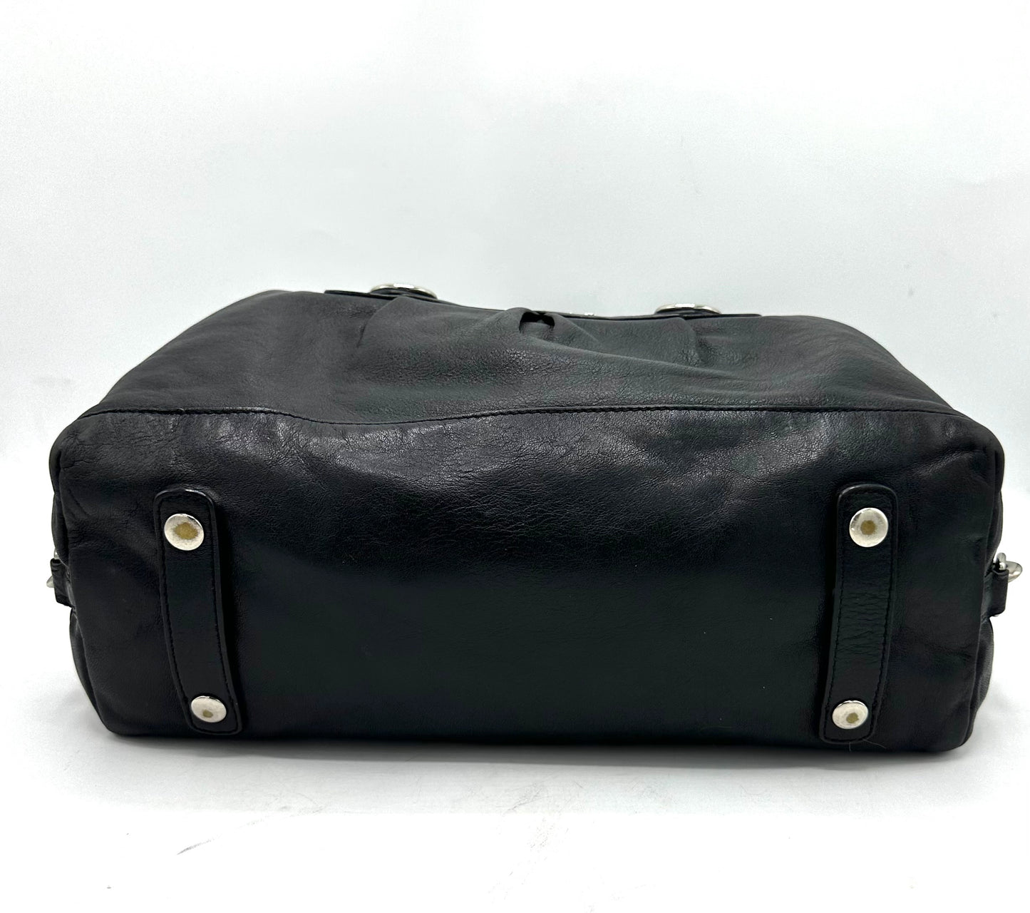 Coach Ashley Satchel – Black Leather with Purple Interior