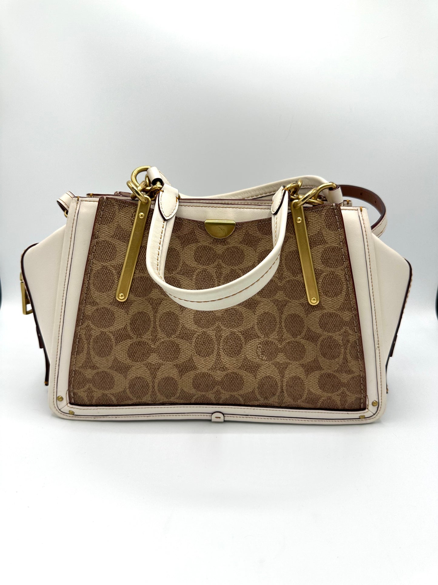 Coach Dreamer Handbag – Tan Chalk Signature Coated Canvas & Refined Calf Leather