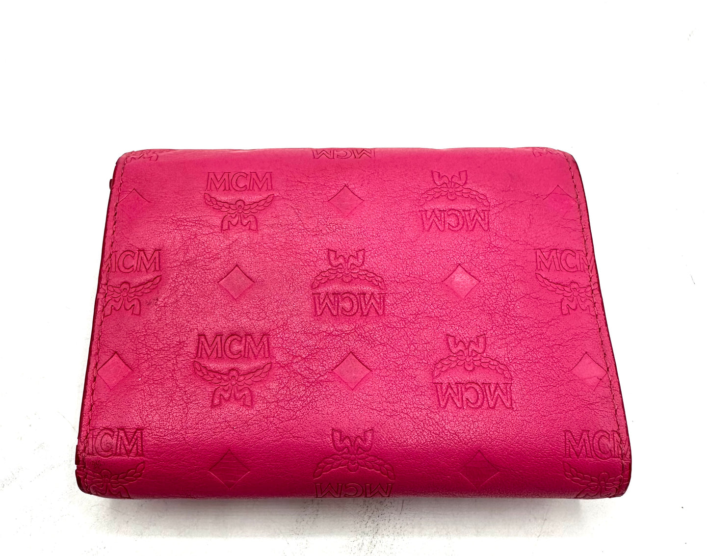 MCM Love Letter Mini Wallet – Pink Leather with Silver-Tone Hardware